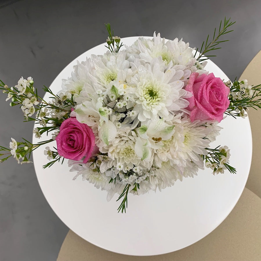 White Pink Floral Centerpiece