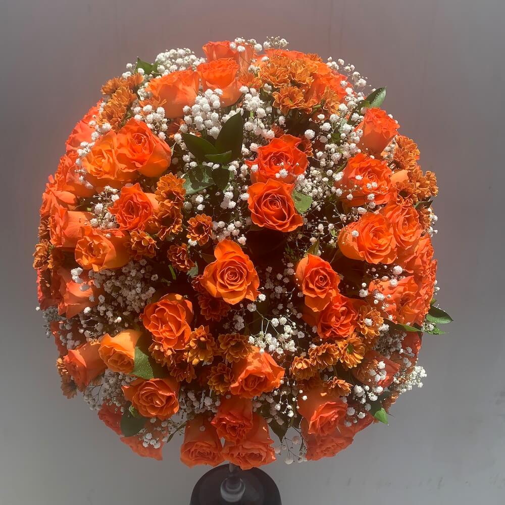 Misty Orange Roses with Vase