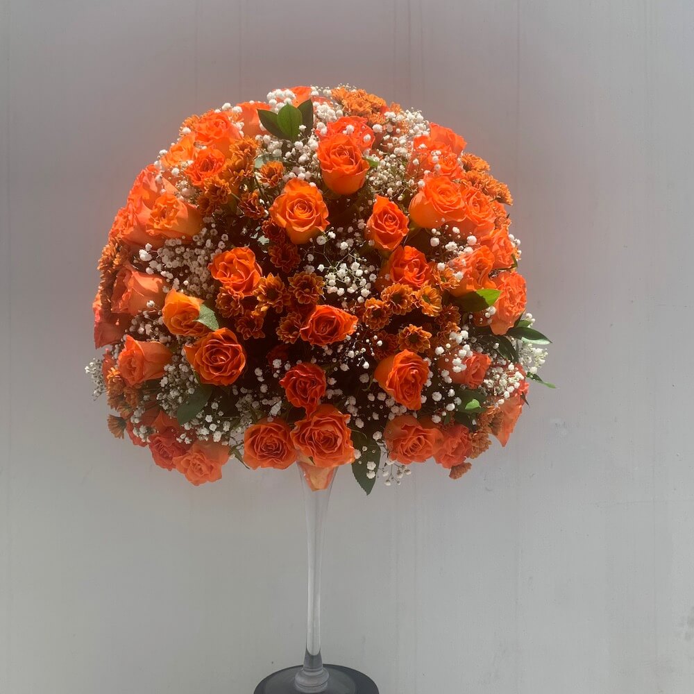 Misty Orange Roses with Vase