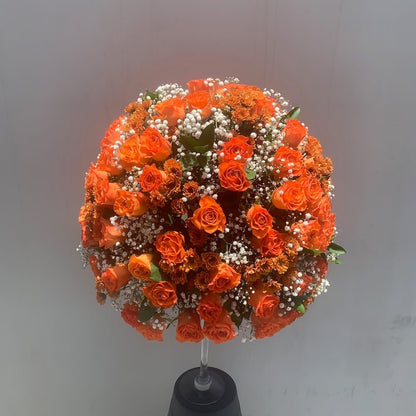 Misty Orange Roses with Vase