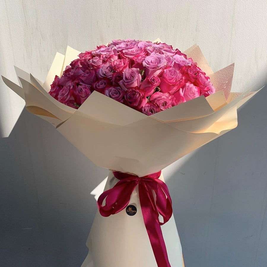 100 Large Roses 100 Roses Bouquet – Le Flora Flowers