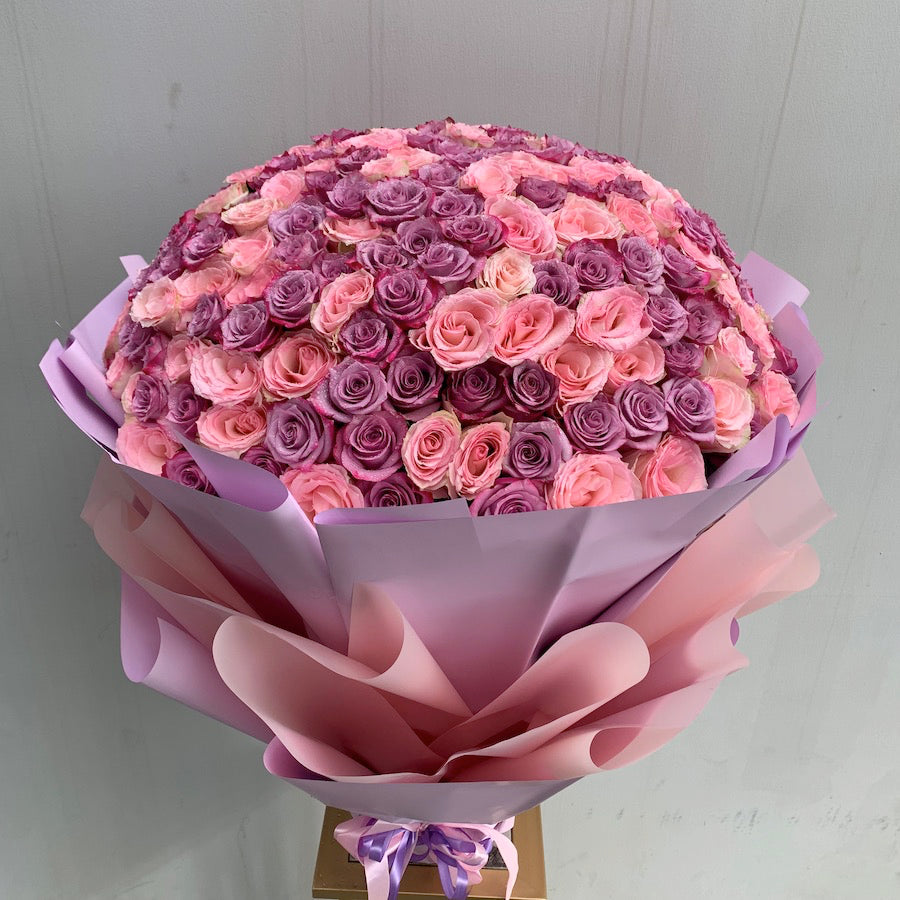 Pink Violet Roses Pink & Purple Roses Luxury Bouquet – Le Flora Flowers
